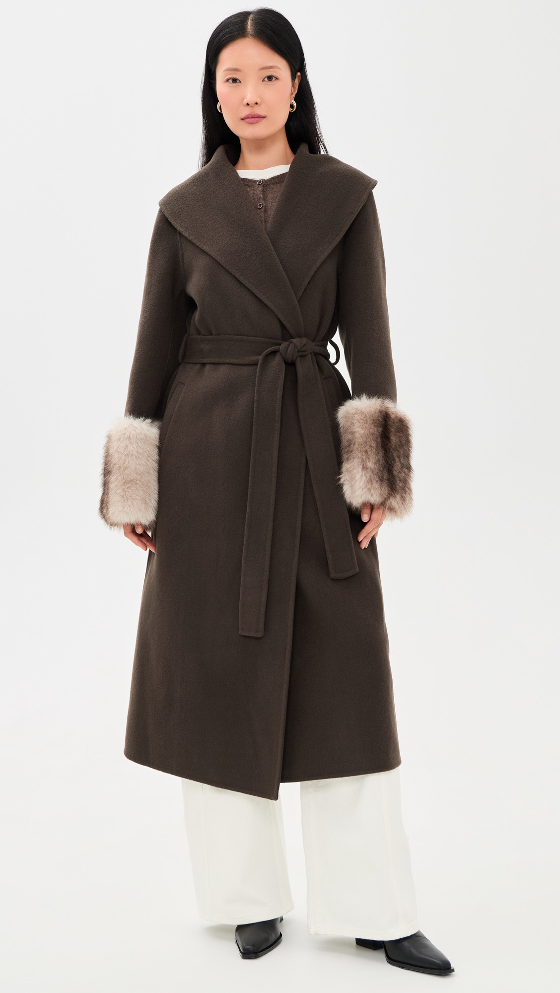 Apparis Jill Wool Coat Brown/Grey Mink XXS | Shopbop