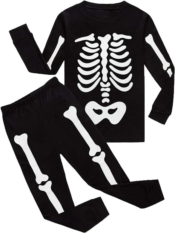 Toddler Boys Halloween Pajama Set Skeleton Glow in The Dark 2 Piece Sleepwear | Amazon (US)