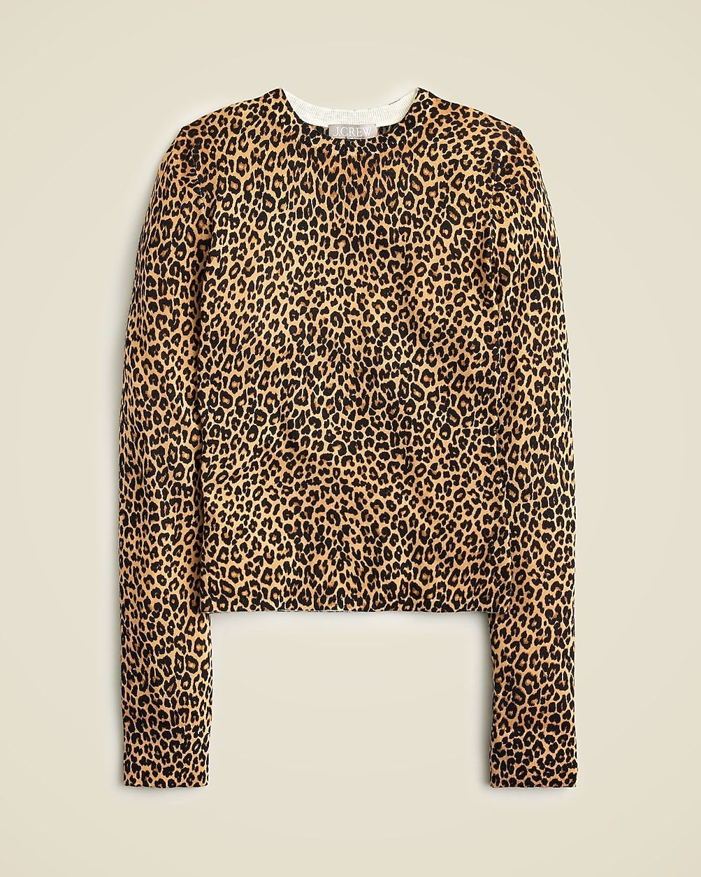 Carolyn fitted crewneck sweater in leopard merino wool | J. Crew US