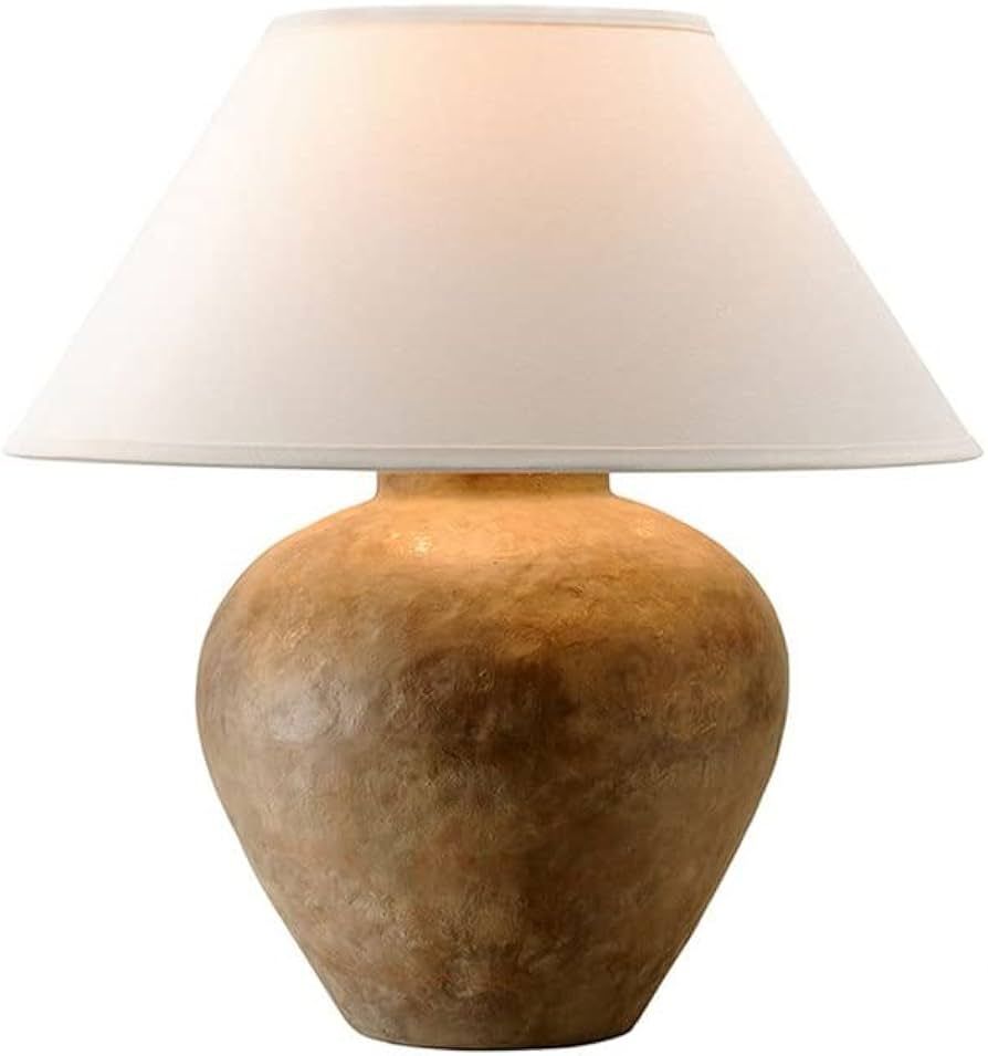Bailey Street Home Drum Shape Base 1-Light Table Lamp in Aged Textured Reggio with Off-White Line... | Amazon (US)