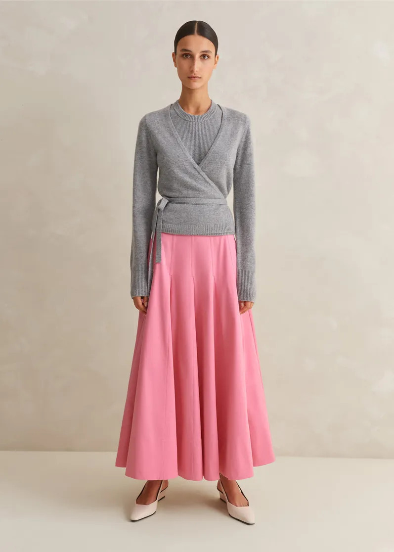Heavy Cotton Sateen Maxi Skirt | ME+EM Global (Excluding US)