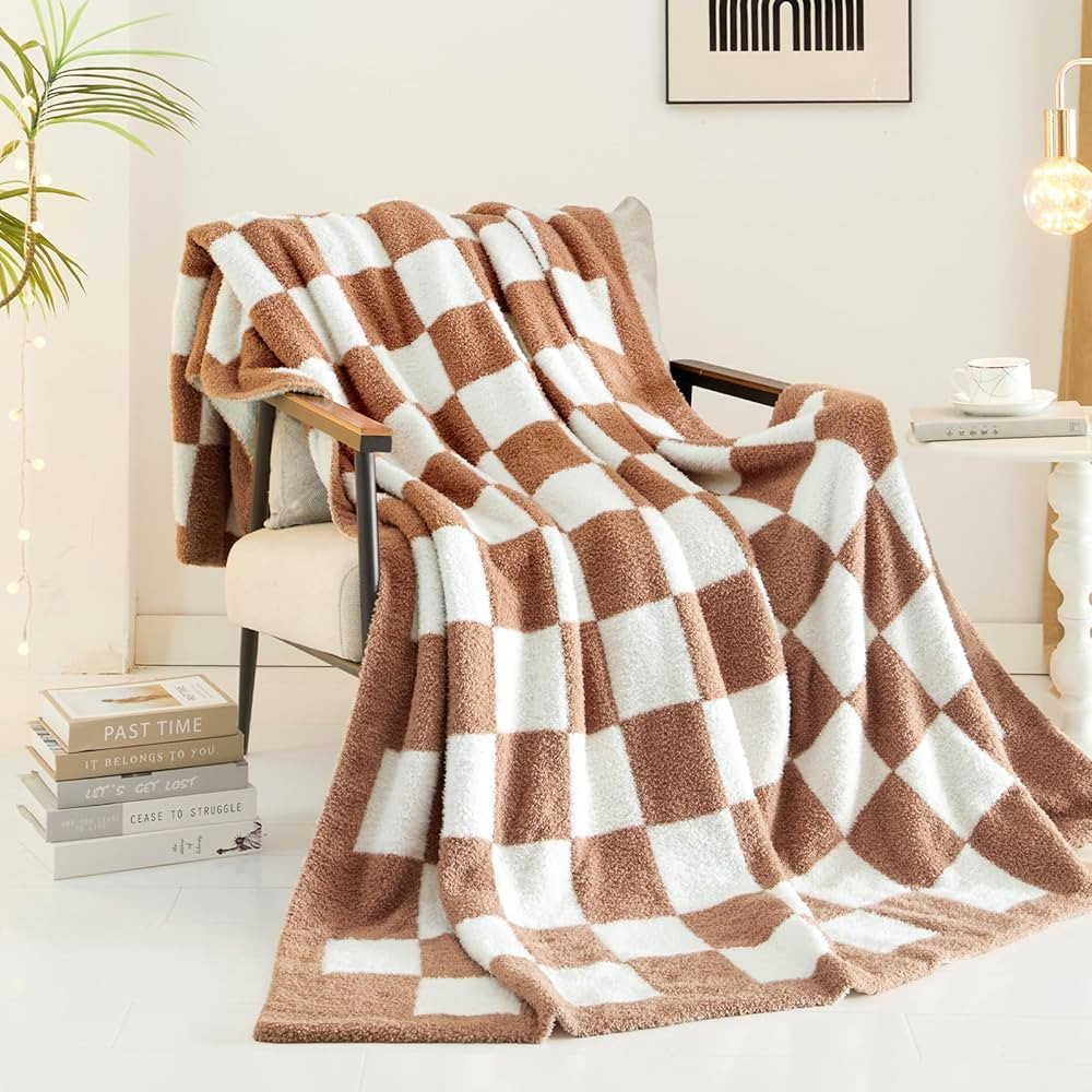 PHF Checkered Throw Blanket, Soft Kint Fluffy Aestheic Grid Blanket, Cozy Lightweight Checkerboar... | Amazon (US)