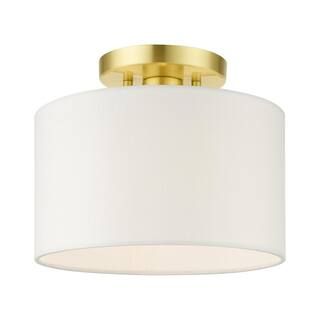 Livex Lighting Meridian 1 Light Satin Brass Semi Flush Mount-41095-12 - The Home Depot | The Home Depot