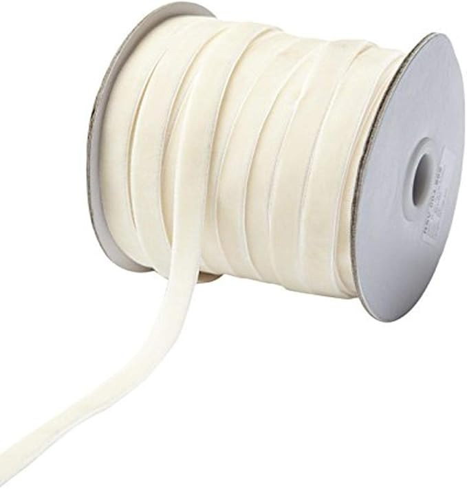 May Arts Ivory 3/8 Inch Velvet Woven Ribbon, 33 yd | Amazon (US)