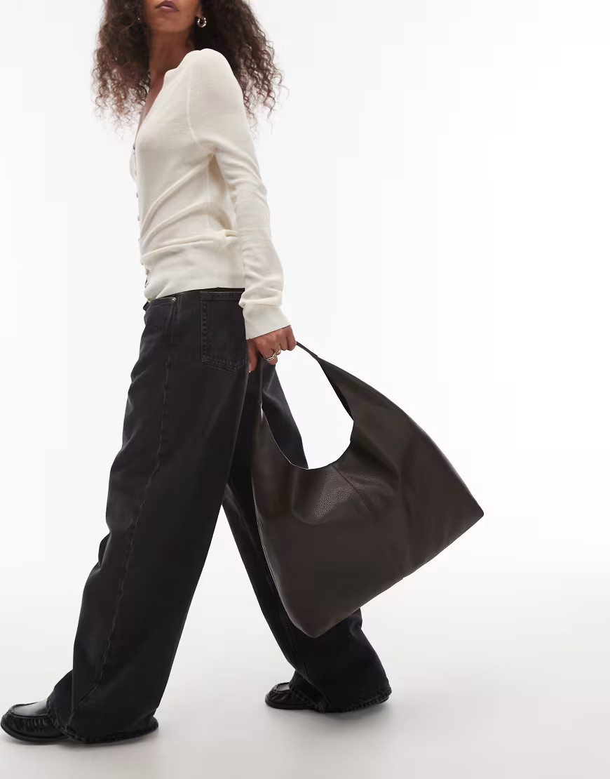 & Other Stories large real leather tote bag in chocolate brown | ASOS (Global)