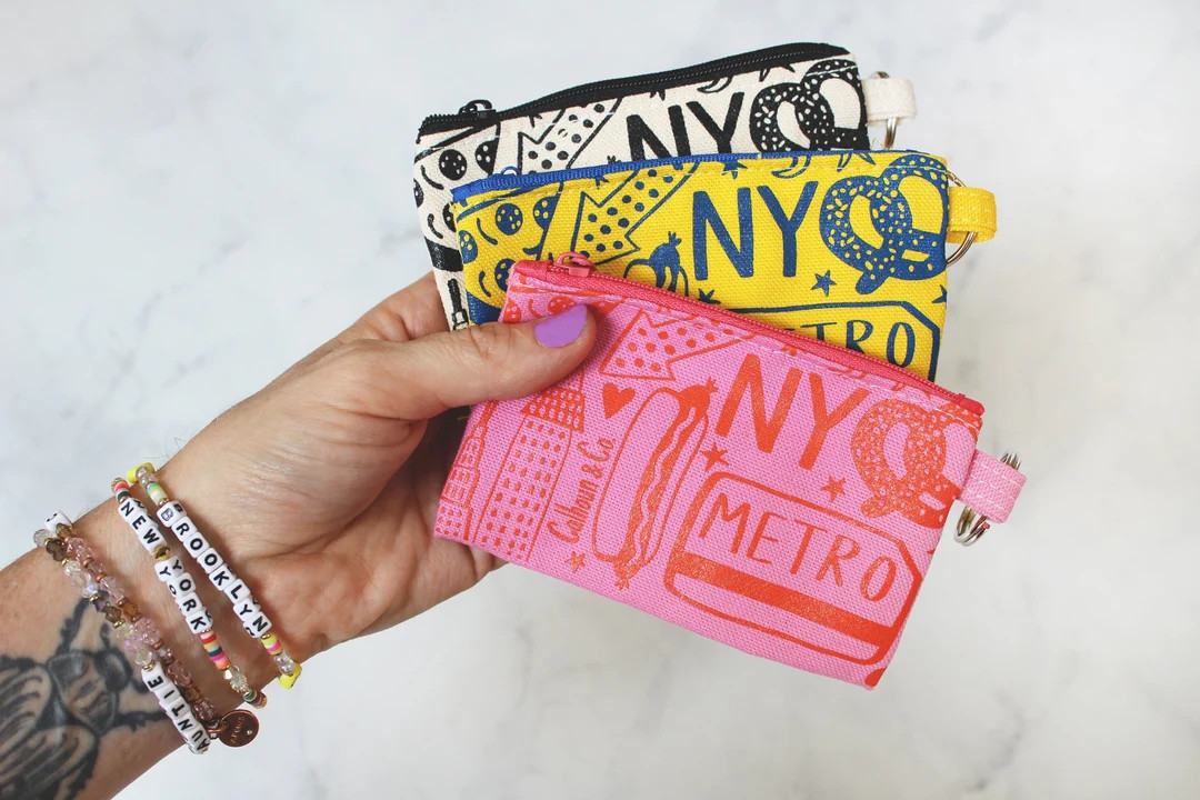 New York Screen Printed Zipper Card Pouch with Key Ring - NYC Coin Pouch - Metro Card Holder - Ne... | Etsy (US)