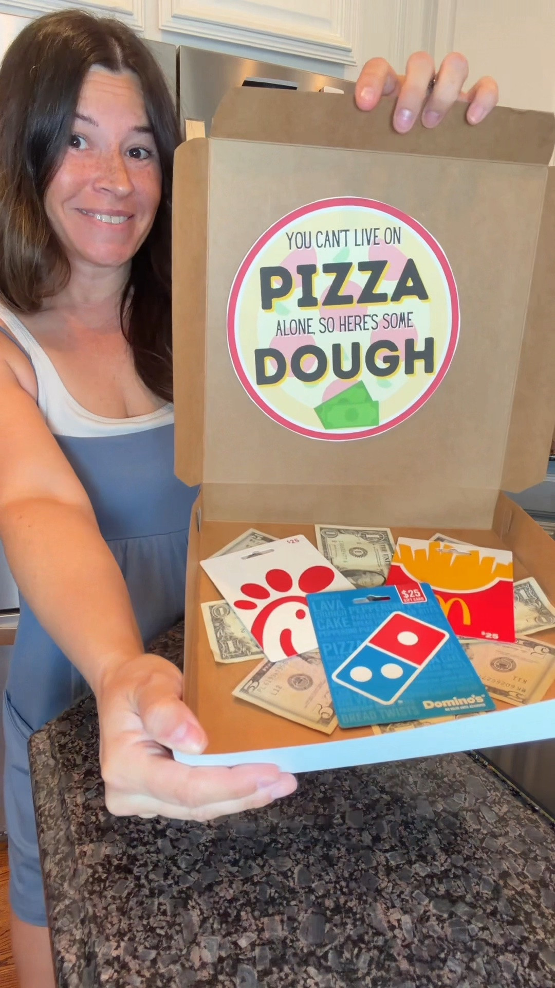 SAVE THIS —> Grad gift idea PLUS free printable!

This is such a fun way to gift money and gift cards to your graduate (especially high school grads going off to college).

Free Printable says: “You can’t live on PIZZA alone, so here’s some DOUGH.”

Free printable in my blog making frugal fun.com 

Follow for more fun ways to celebrate more and spend less. 🎉🎓