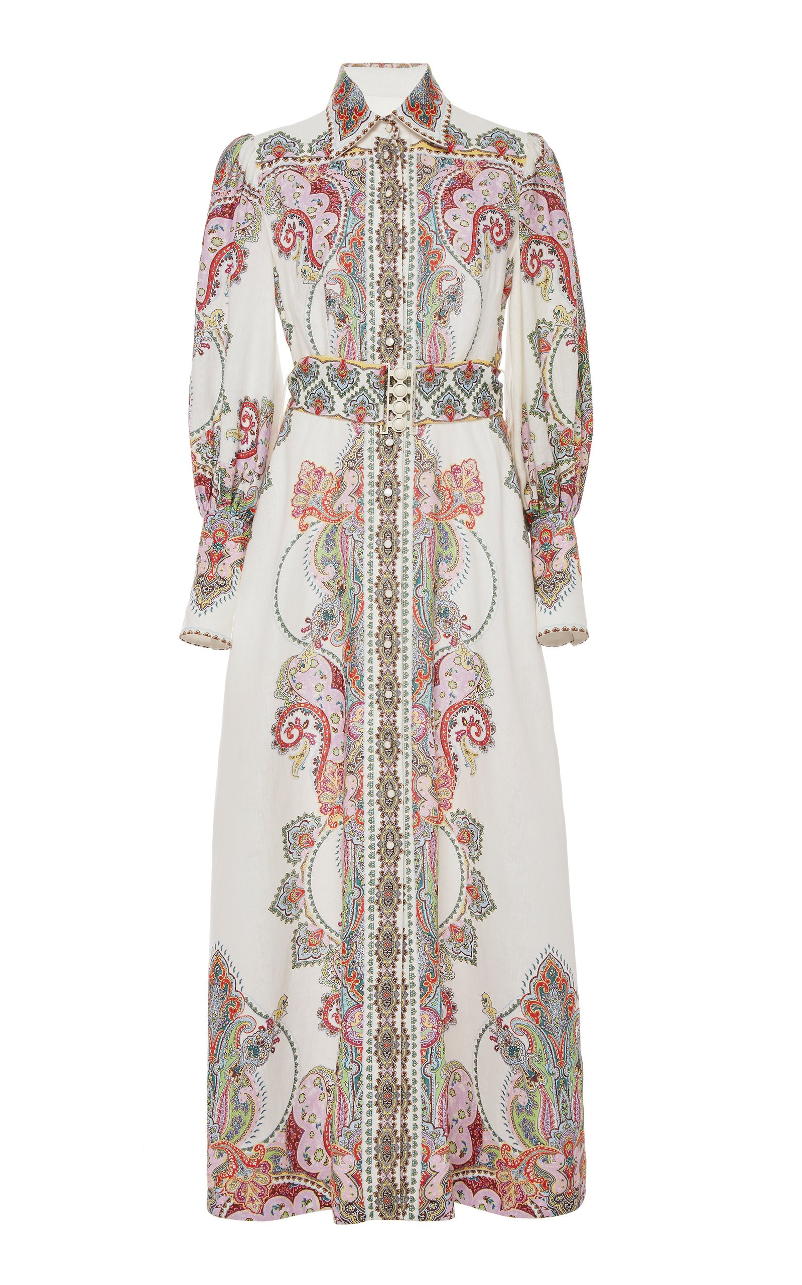 Zimmermann Ninety-Six Belted Linen Midi Dress | Moda Operandi Global