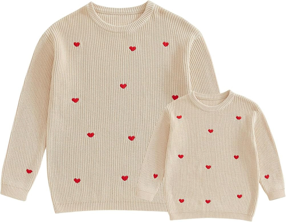 Mommy and Me Matching Outfits Mama and Mini Long Sleeve Crewneck Sweater Pullover Tops Mother Bab... | Amazon (US)