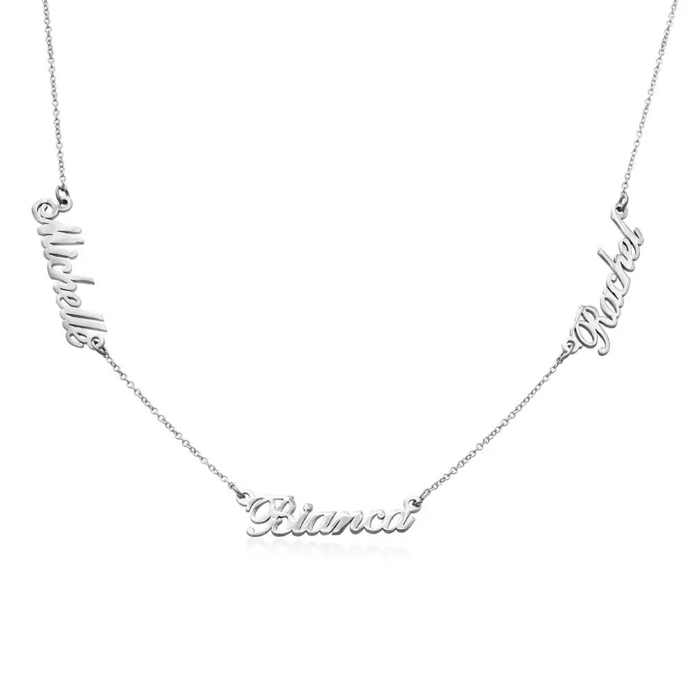 Heritage Multiple Name Necklace in 14K Solid White Gold | Theo Grace