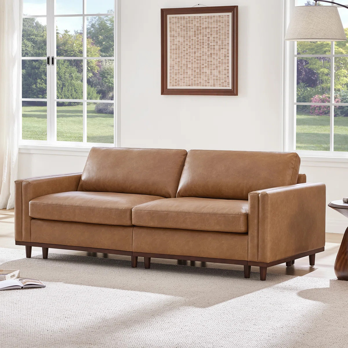 Laima 2-Piece 83"W Faux Leather Modular Sofa With Solid Wood Legs | Wayfair North America