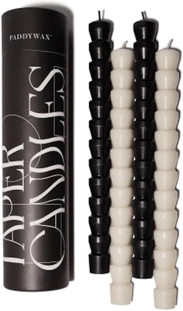 Paddywax Taper Candles Shaped Unscented Dinner Candle Set, 4-Pack, Black & White | Amazon (US)