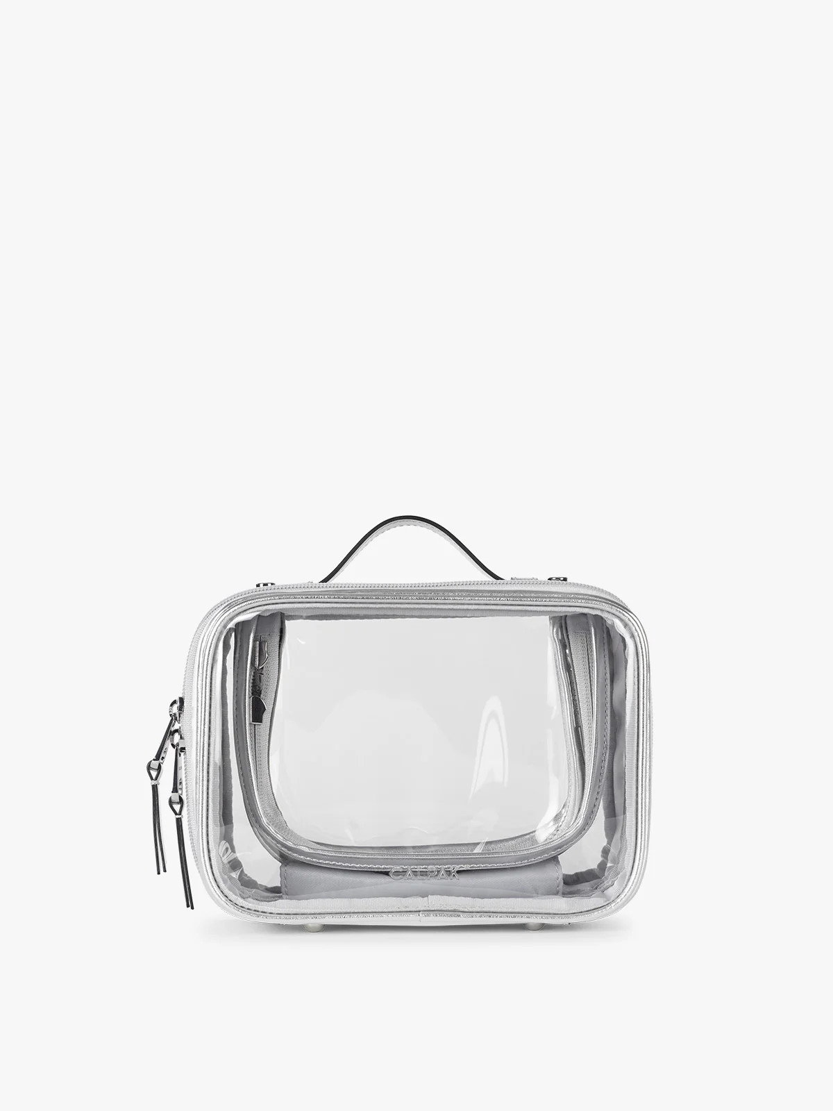 Small Clear Cosmetics Case in Silver | CALPAK