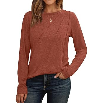 AUTOMET Women’s Long Sleeve Tops Loose Fit Shirts Casual Crewneck Tunics | Amazon (US)