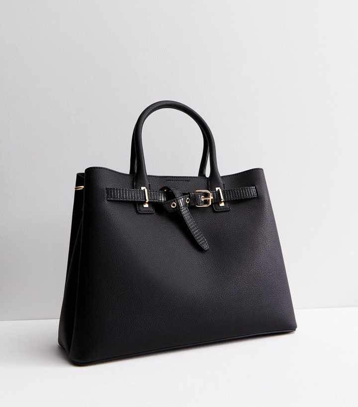 Black Leather-Look Buckle Tote Bag
						
						Add to Saved Items
						Remove from Saved Items | New Look (UK)