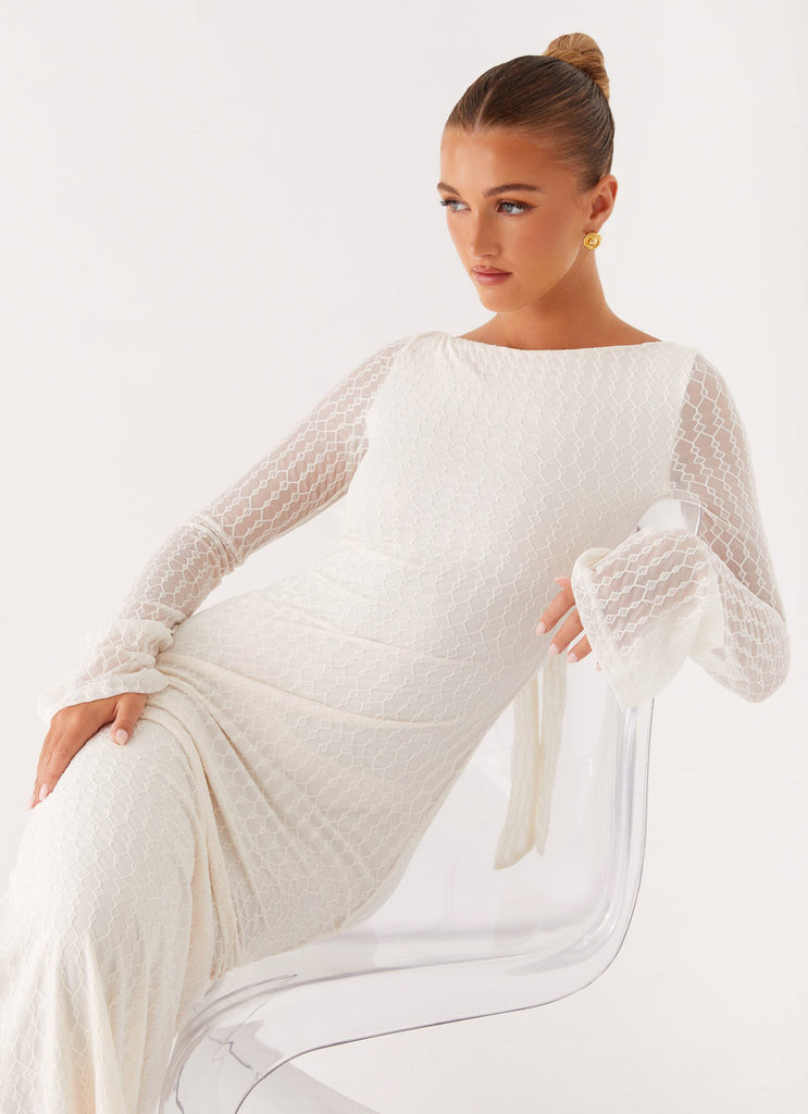 Ethereal Long Sleeve Maxi Dress - Ivory | Peppermayo (Global)