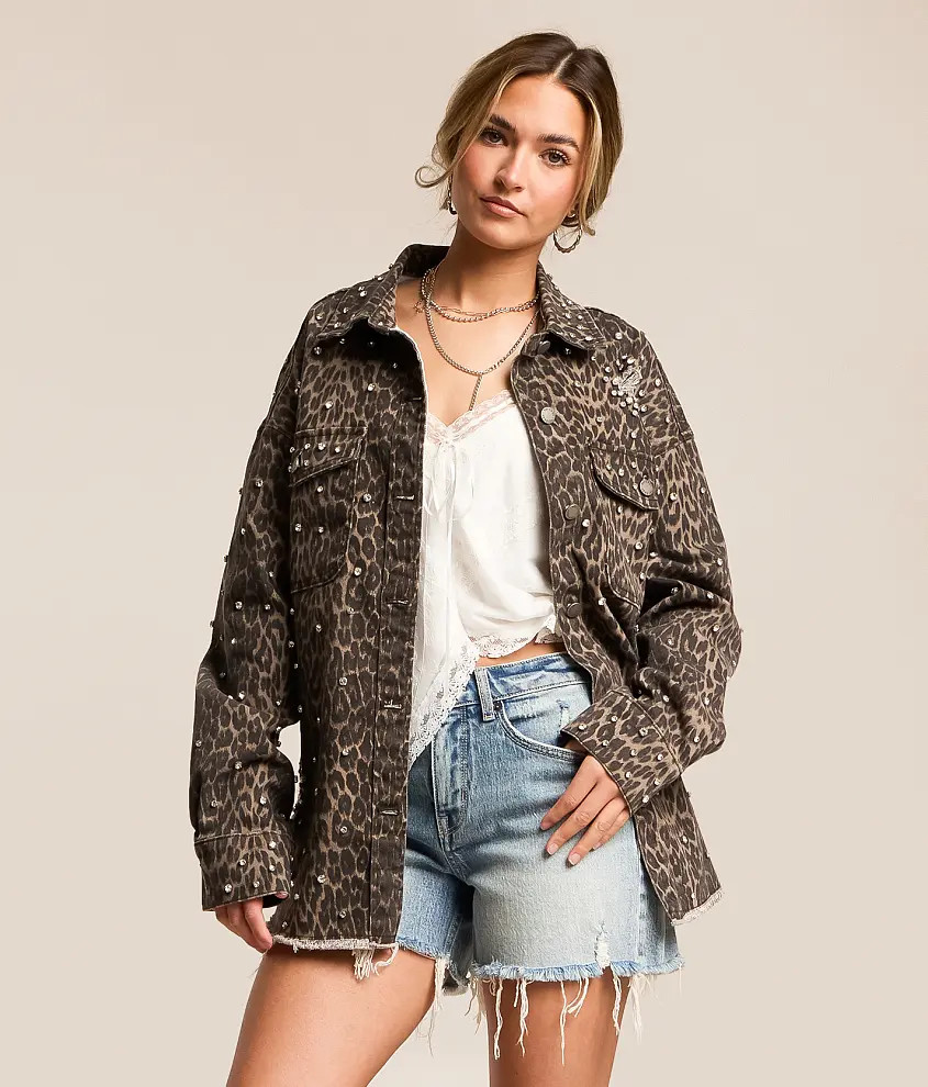Cheetah Glitz Denim Stretch Jacket | Buckle