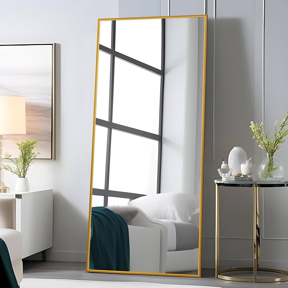 PexFix Floor Mirror Full Length Mirror Ultra Thin Aluminum Alloy Frame Modern Style Standing/Hang... | Amazon (US)