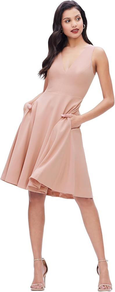 Dress the Population Women's Catalina Solid Sleeveless Fit & Flare Midi Dress | Amazon (US)