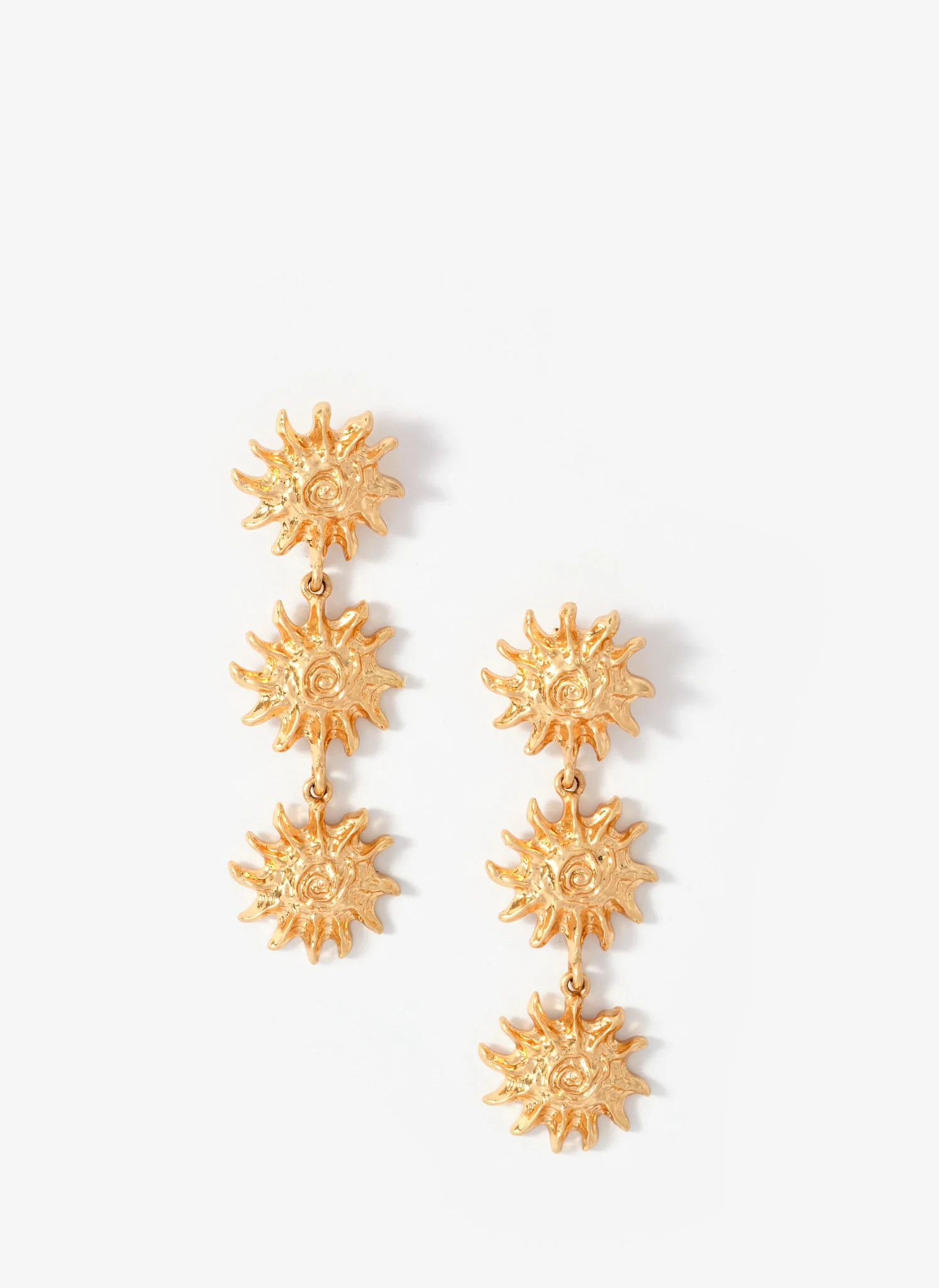 Gold Tone Sun Drop Earrings | Mint Velvet