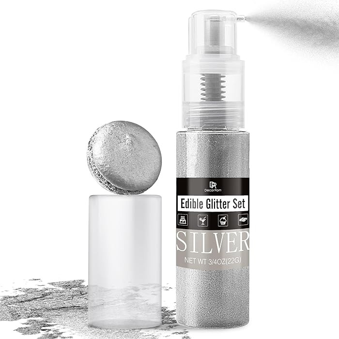 Silver Edible Glitter Spray - 3/4oz(22g) Luster Dust Edible Food Grade Glitter Shimmer Dust Powde... | Amazon (US)