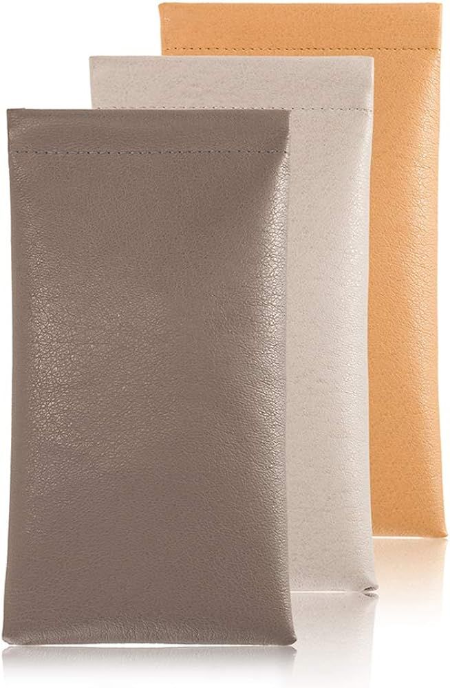 TRIUMPH VISION Squeeze Leather Sunglasses Pouch - 3 Pack Spring Storage Glasses Pouch Holder | Amazon (US)