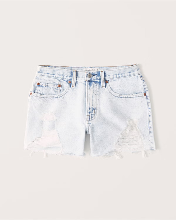 Curve Love Mid Rise Boyfriend Shorts | Abercrombie & Fitch (UK)