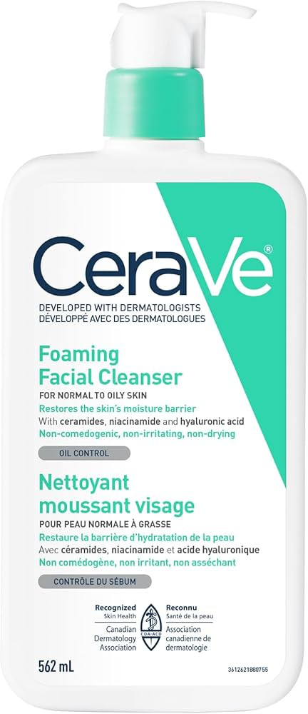 CeraVe Foaming Face Wash, Gel Face Cleanser for Normal to Oily Skin, Removes Excess Oil & Dirt, w... | Amazon (CA)