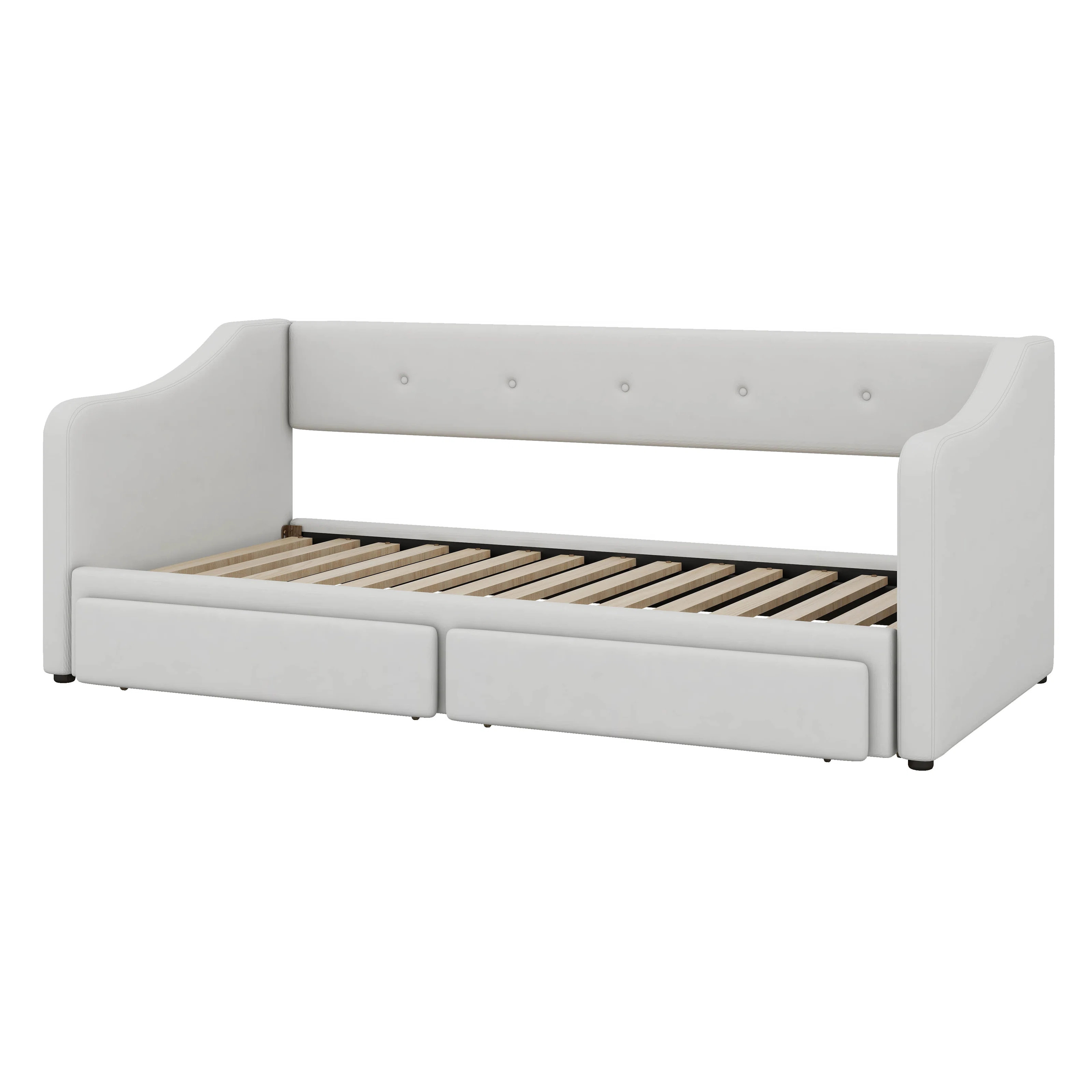 Lark Manor™ Grundon Twin XL To King Size Linen Upholstered Extendable Daybed With Two Drawers, ... | Wayfair North America