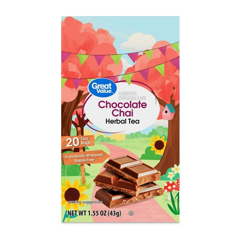 Great Value Chocolate Chai Herbal Tea Bags, 1.55 oz, 20 Count | Walmart (US)