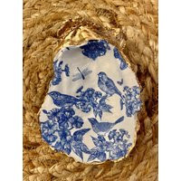 Oyster Shell Ring Dish, Decoupaged Chinoiserie Jewelry Holder, Oyster Art | Etsy (US)