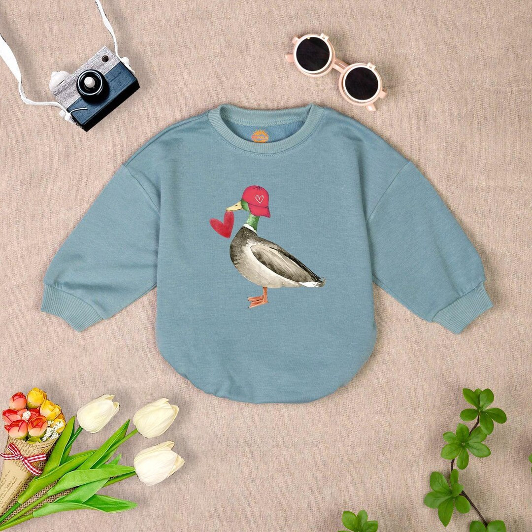 Mallard Duck Romper Sweatshirt, Cute Valentine Baby Outfit, Toddler Valentine Heart Bodysuit, Fun... | Etsy (US)