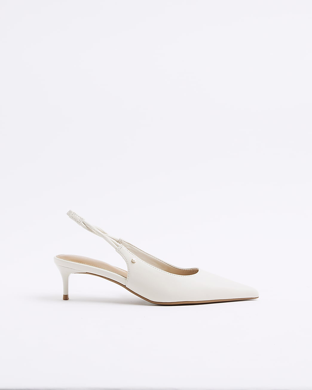 Cream heeled sling back court shoes | River Island UK & IE