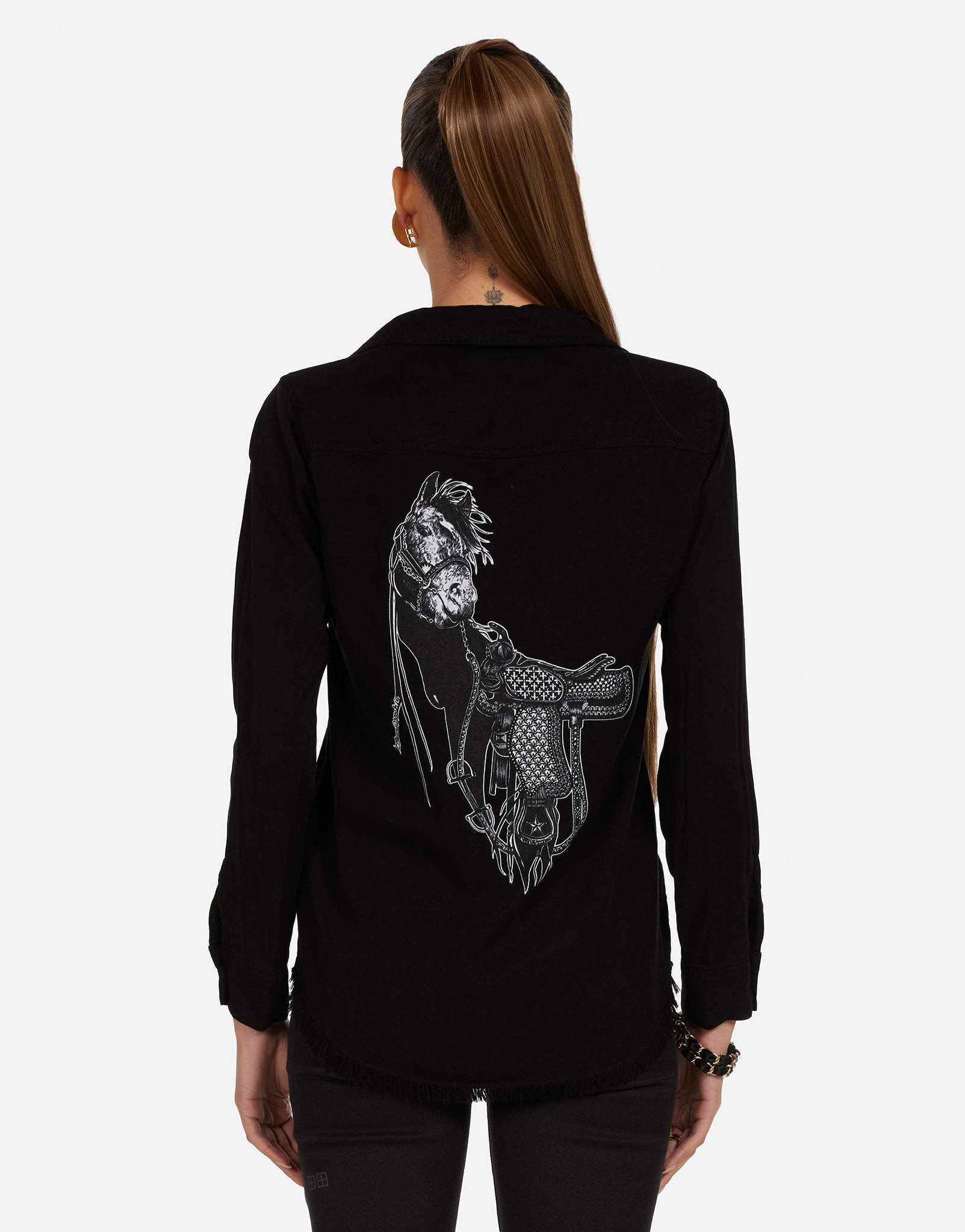 Black Horse Button Up Shirt in Black | Sloane by Lauren Moshi | Lauren Moshi