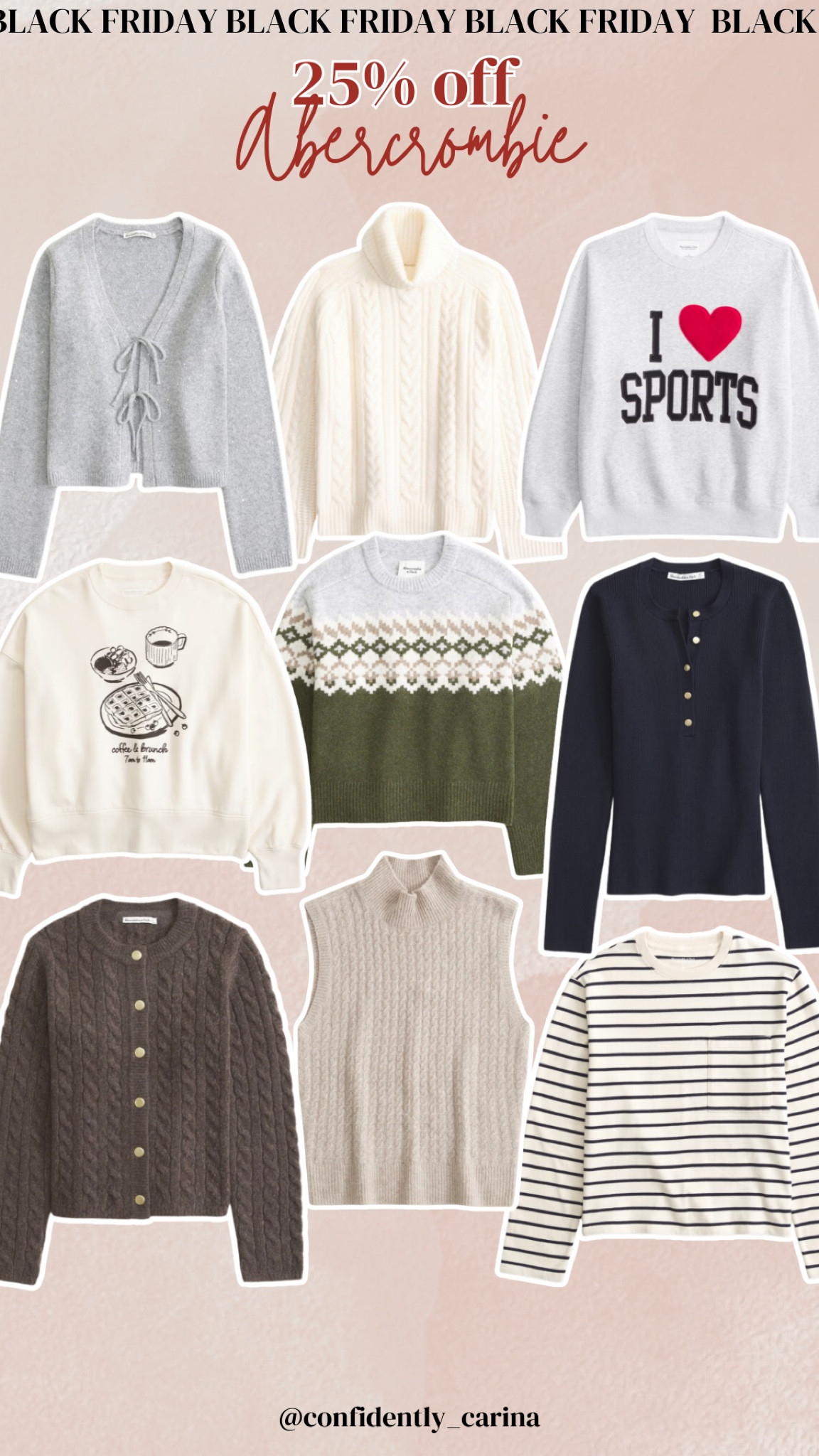 Abercrombie’s biggest sale of the year is going on right now for Black Friday! 25% off everything + an extra 15% off with code AFTIA 

#LTKGiftGuide #LTKCyberWeek #LTKHoliday