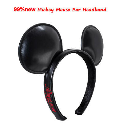 99%NEW Authentic Disney Parks Mickey Mouse Ears Headband faux Leather -Black | eBay US