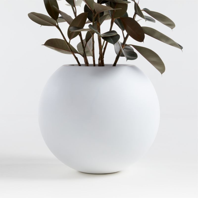 Sphere Small White Indoor/Outdoor Planter Pot + Reviews | Crate & Barrel | Crate & Barrel