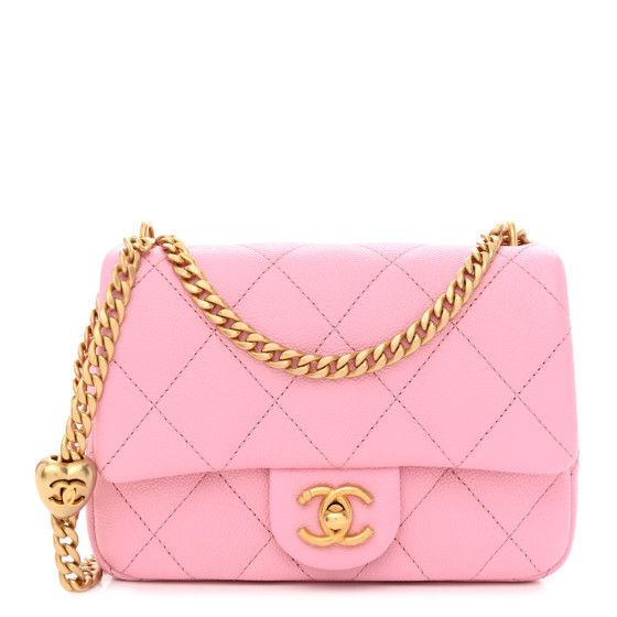 CHANEL Caviar Quilted Sweetheart Mini Rectangular Flap Pink | FASHIONPHILE (US)