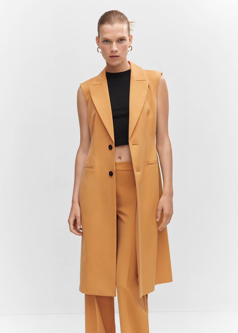 Long vest with bow -  Women | Mango USA | MANGO (US)