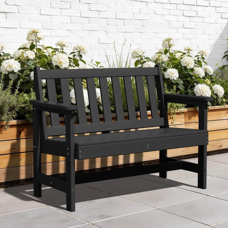 LOYALICE HDPE 48.8" 2-Person Weather-Resistant Park Bench for Outdoor Use, with Wide Armrests and... | Walmart (US)