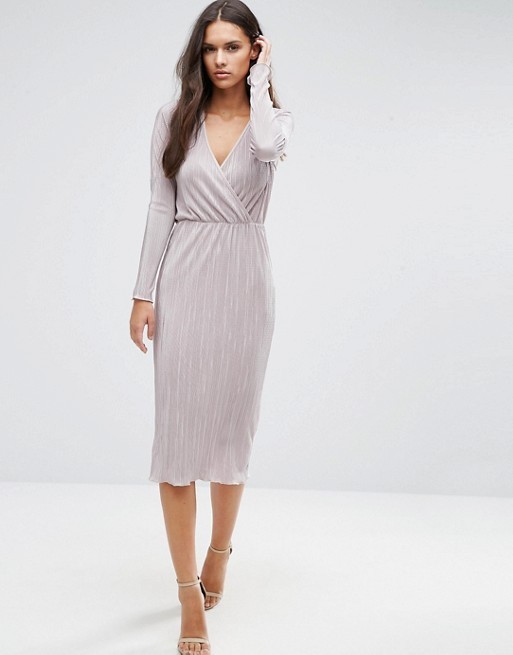 ASOS Pencil Plissé Dress with Wrap Detail | ASOS US