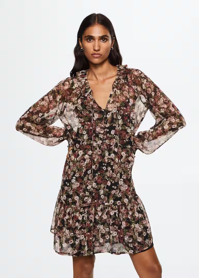 Floral chiffon dress -  Women | Mango USA | MANGO (US)