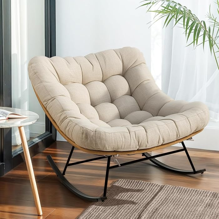 Bme Patio Rocking Chair Outdoor & Indoor, Metal Patio Lounge Rocking Chair with Thick Cushion, Co... | Amazon (US)