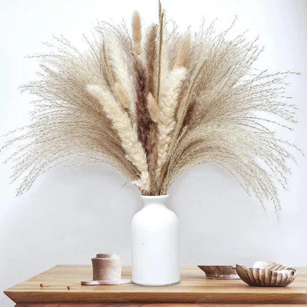 Pampas Grass, 75Pcs Natural Dried Pampas Grass For Home Decor Wedding Boho Flower Arrangement, 17... | Wayfair North America