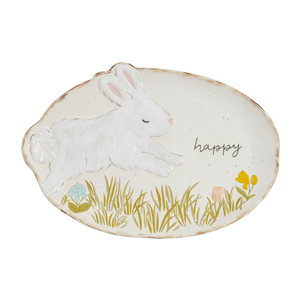 Mud Pie Stoneware Bunny Platter in White | Mud Pie