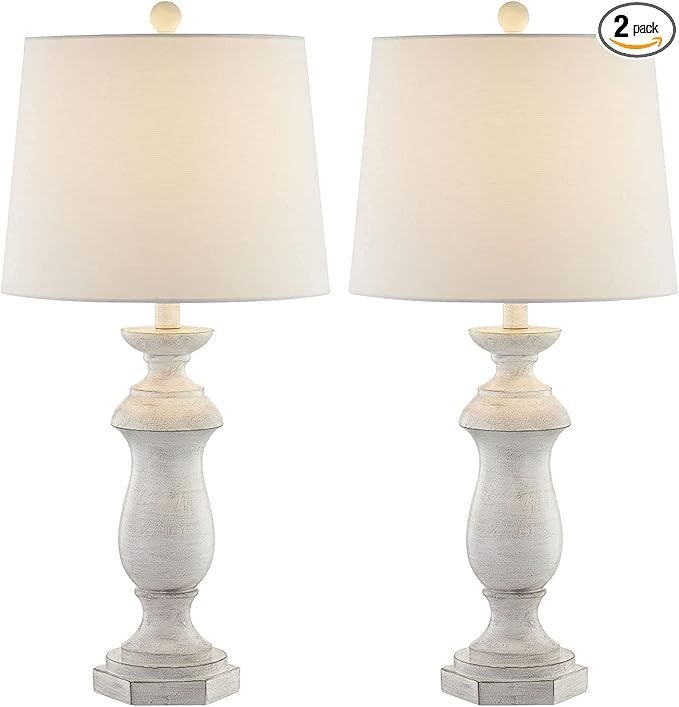 Maxax 27" Farmhouse Table Lamps Set of 2, Antique White Resin Bedside Nightstand Lamps, 3-Way Dim... | Amazon (US)