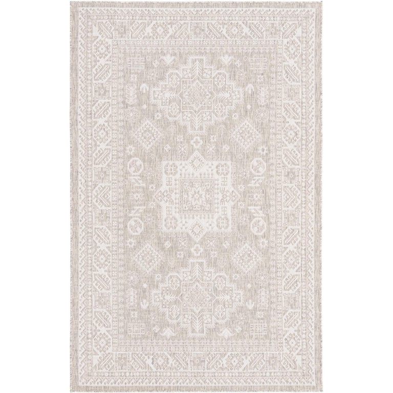 Rugs.com Outdoor Aztec Collection Rug – 5' x 8' Light Gray Flatweave Rug Perfect For Living Roo... | Walmart (US)