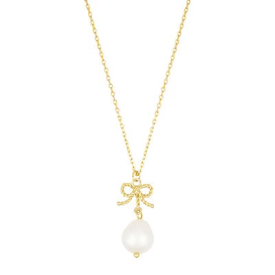 Adornia 14k Gold Plated Freshwater Pearl Bow Necklace | Target