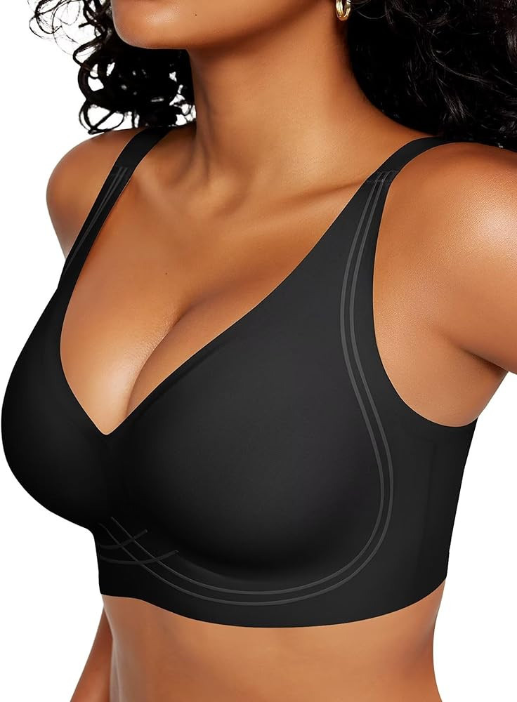 Vertvie Deep V Bras for Women No Underwire Push Up Wireless Bra Comfort Seamless Supportive Bra R... | Amazon (US)