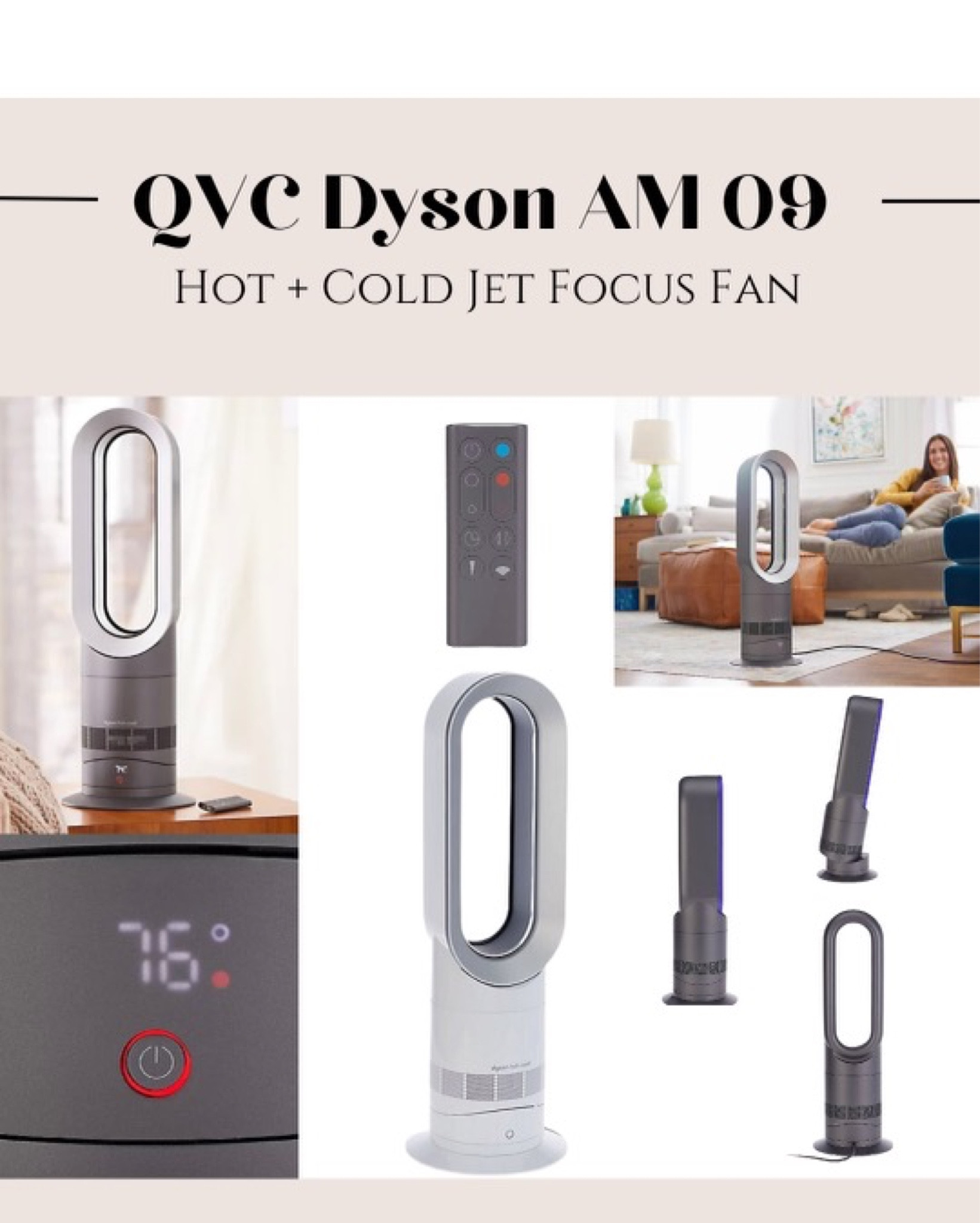 Dyson AM09 Hot & Cool Bladeless Fan & Heater with Jet Focus on QVC